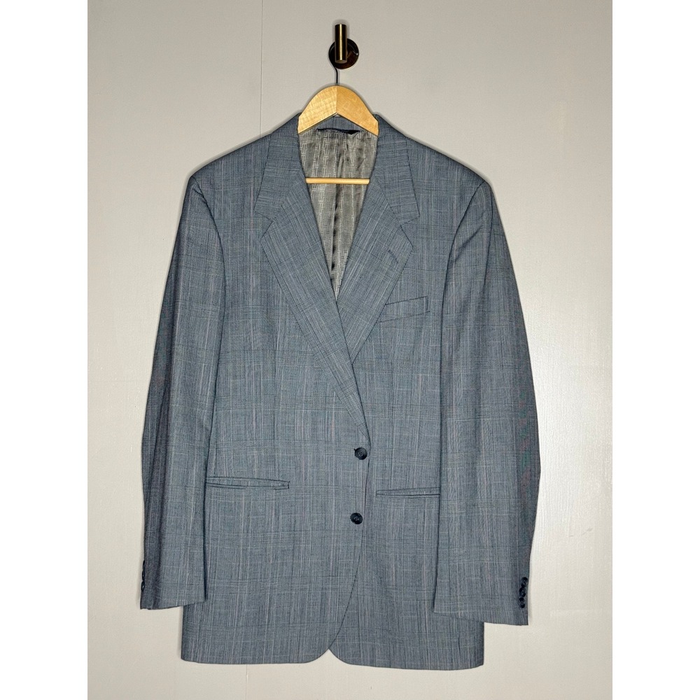 Halston Gray Glen Plaid Blazer Mens Tailored Sport Coat Estimated 42R